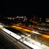 Stacja Ełk - nocny widok z drona. fot. Szymon Grochowski PKP Polskie Linie Kolejowe SA
