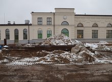 Prace modernizacyjne na stacji Białystok - wykop gruntu na stacji, fot. Wojciech Wojtkielewicz