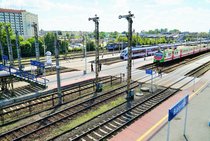 Stacja Białystok, pociągi przy peronach, fot. PKP Polskie Linie Kolejowe S.A