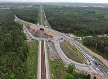 Wiadukt w Toporze, widok układu dróg z drona