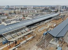 Stacja Białystok - widok na budowę zadaszenia fot Paweł Mieszkowski PKP Polskie Linie Kolejowe SA