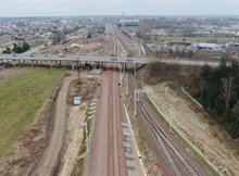 Łapy - widok z drona na przebudowę torów fot Paweł Mieszkowski PKP Polskie Linie Kolejowe SA